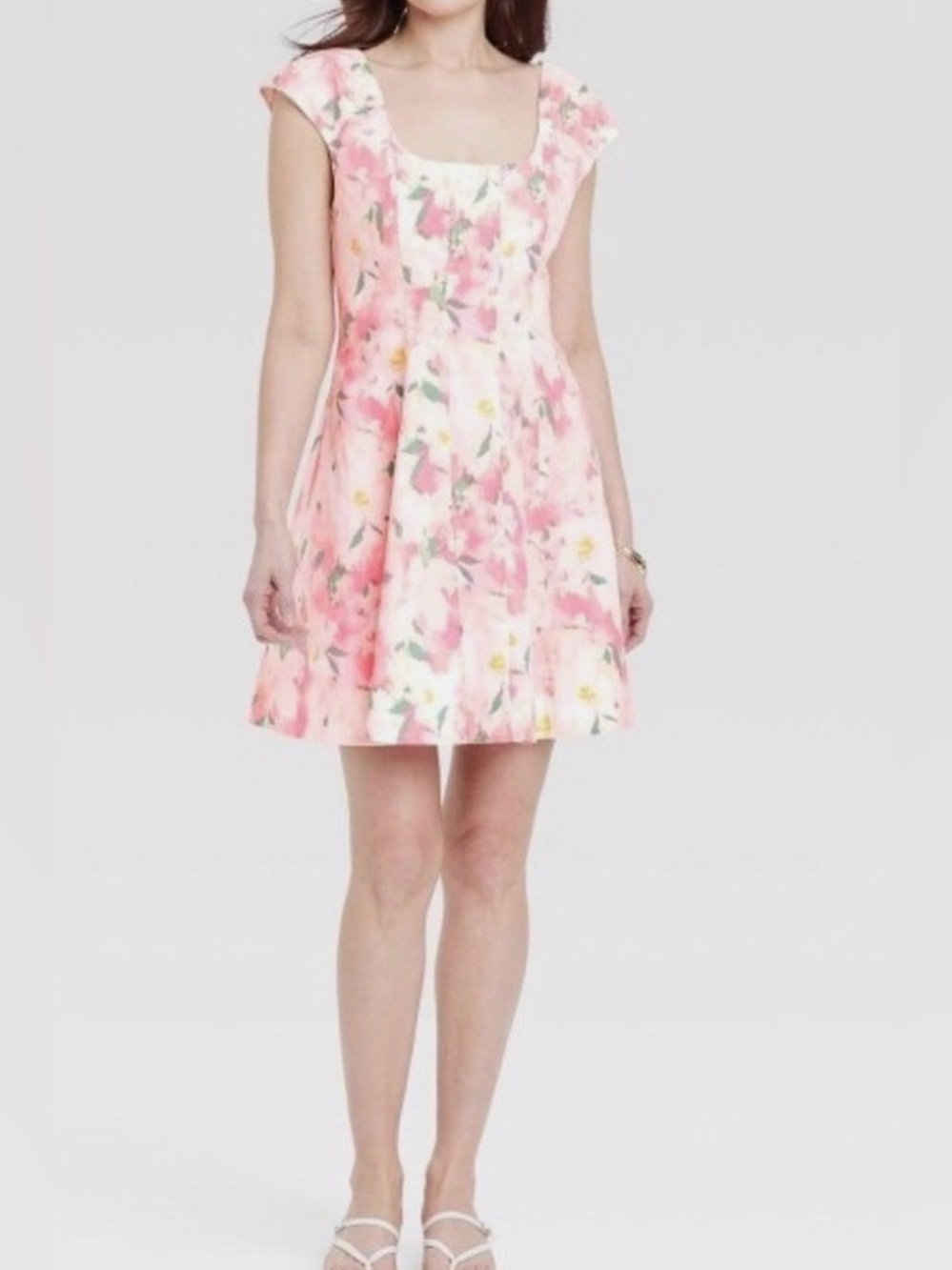 NWT Pink Floral Fit-and-Flare Dress